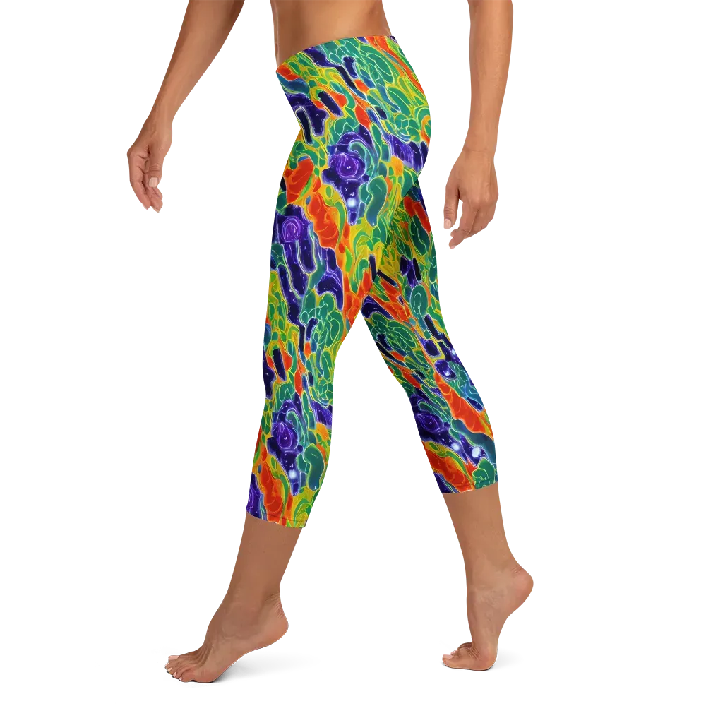 Liquid Tropics on Capri Leggings — Left