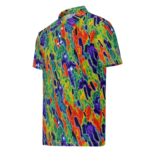 Liquid Tropics on a Men's Slim Fit Polo Shirt