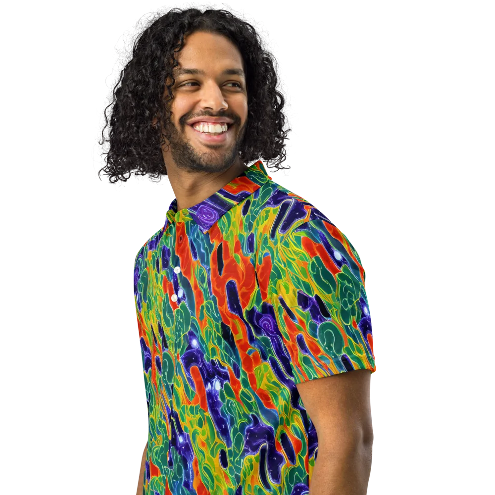 Liquid Tropics on Men's Slim Fit Polo Shirt — Left Front