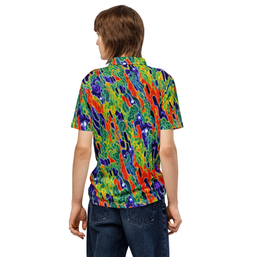 Liquid Tropics on Men's Slim Fit Polo Shirt — Back