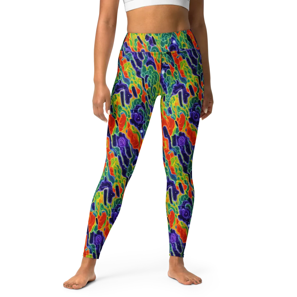Liquid Tropics on Yoga Leggings — Front