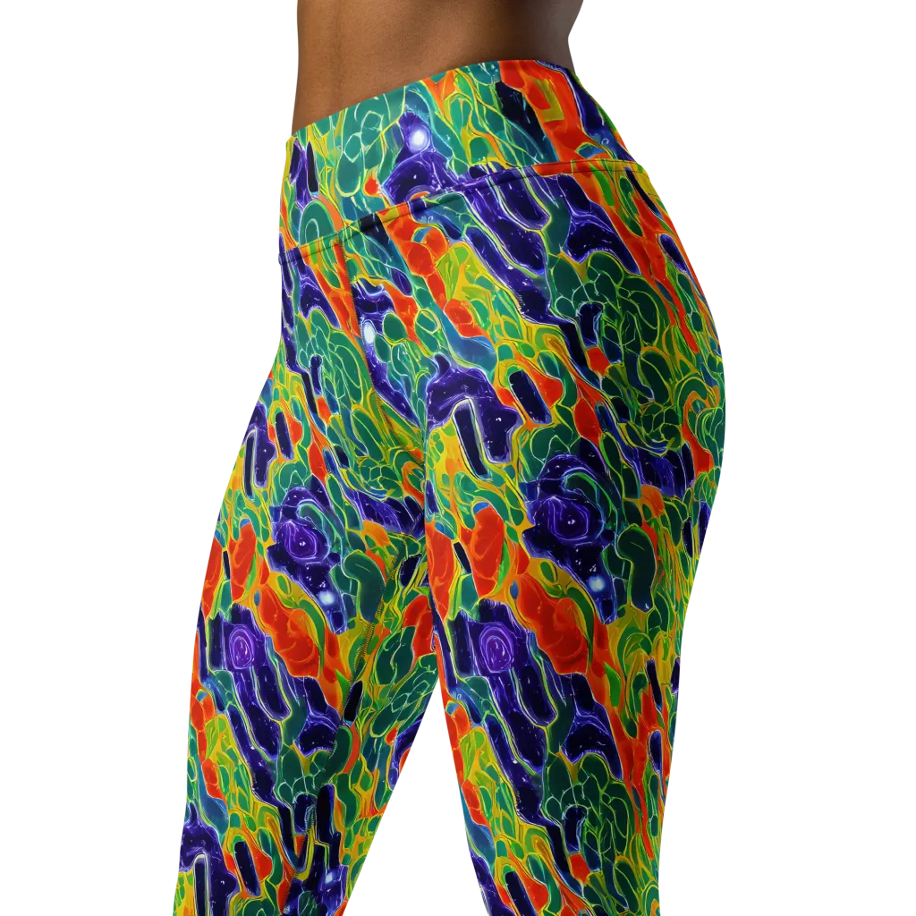 Liquid Tropics on Yoga Leggings — Left Front