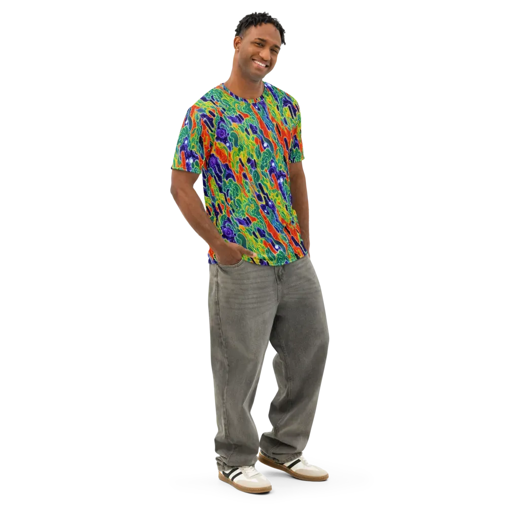 Liquid Tropics on Men's Cotton Crew Neck T-Shirt — Right Front