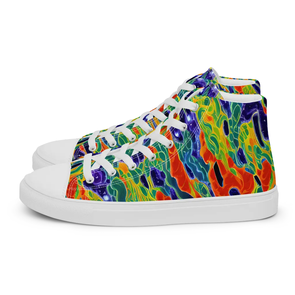 Liquid Tropics on Men's High Top Canvas Shoes — Left