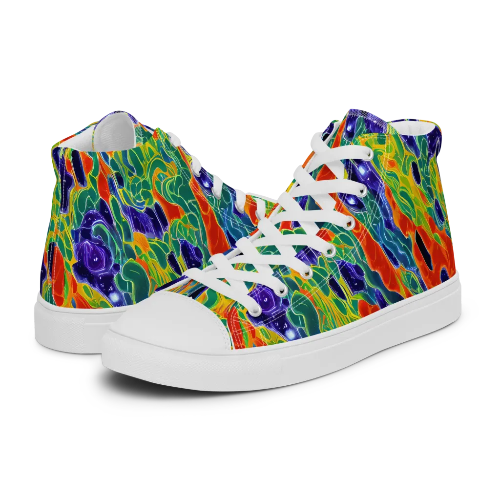 Liquid Tropics on Men's High Top Canvas Shoes — Left