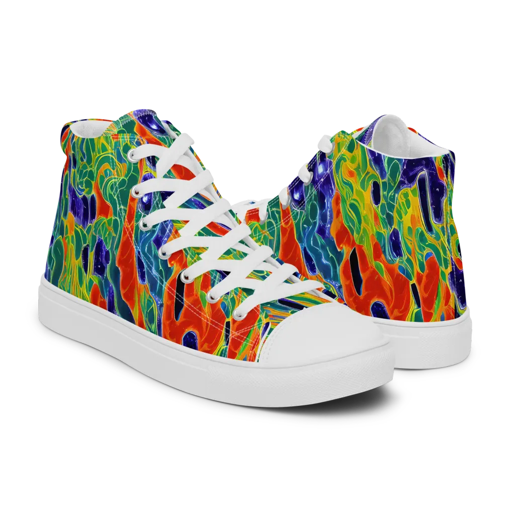 Liquid Tropics on Men's High Top Canvas Shoes — Right