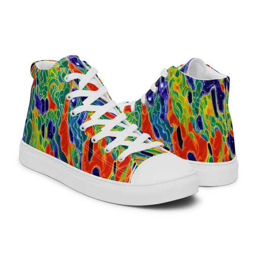 Liquid Tropics on a Men's High Top Canvas Shoes