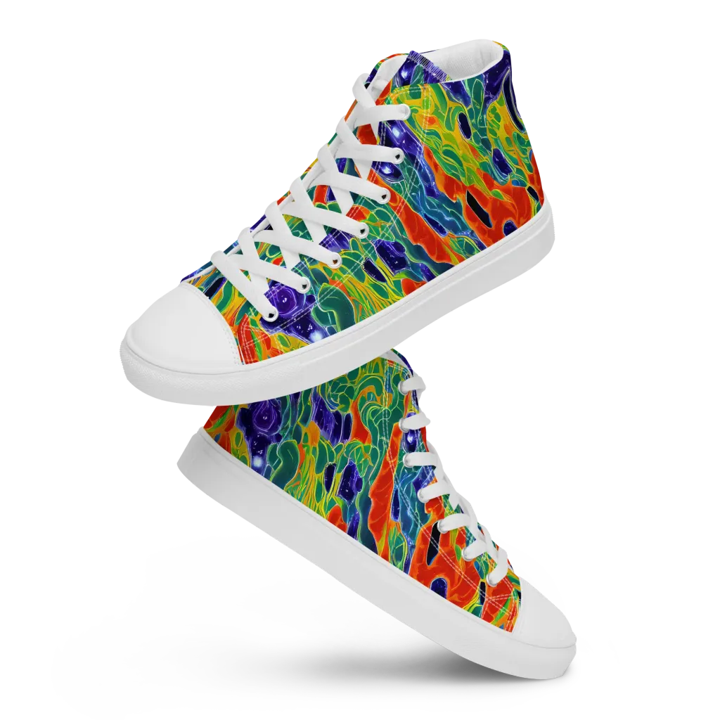 Liquid Tropics on Men's High Top Canvas Shoes — Front