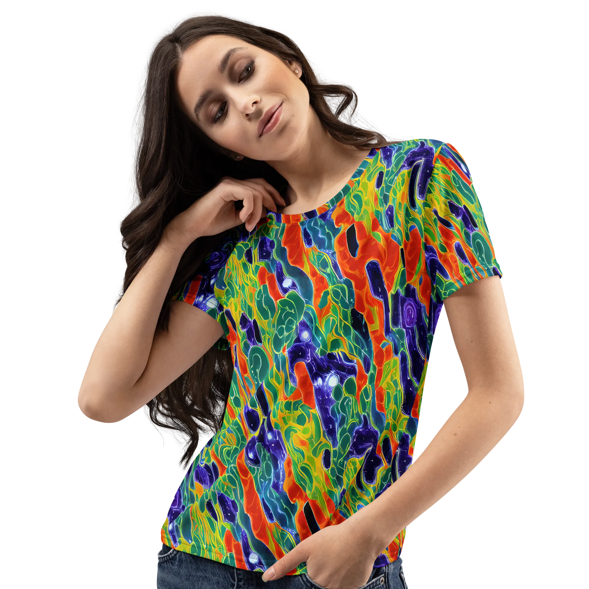 Liquid Tropics on Women's Crew Neck T-Shirt — Left Front