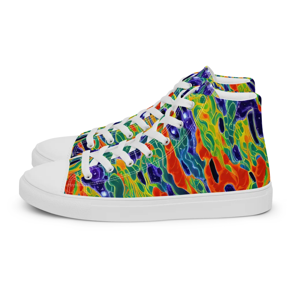Liquid Tropics on Women's High Top Canvas Shoes — Left