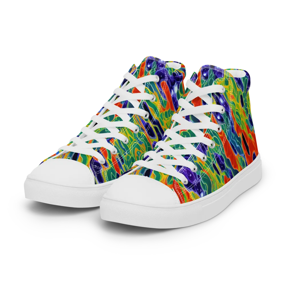 Liquid Tropics on Women's High Top Canvas Shoes — Left Front