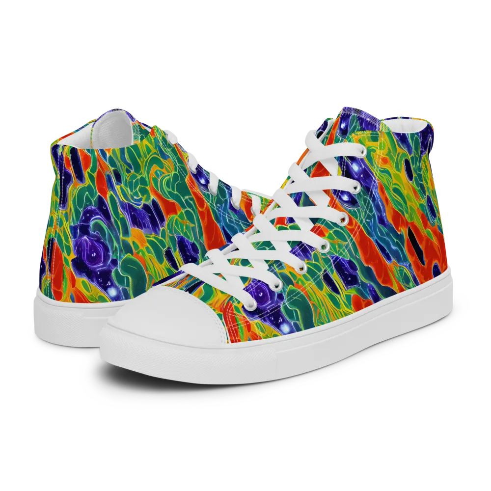 Liquid Tropics on Women's High Top Canvas Shoes — Left