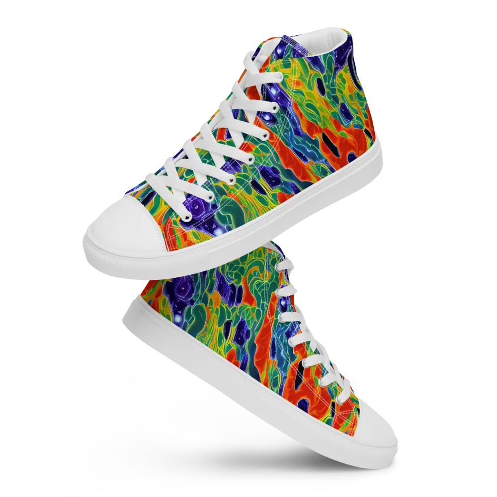 Liquid Tropics on Women's High Top Canvas Shoes — Front