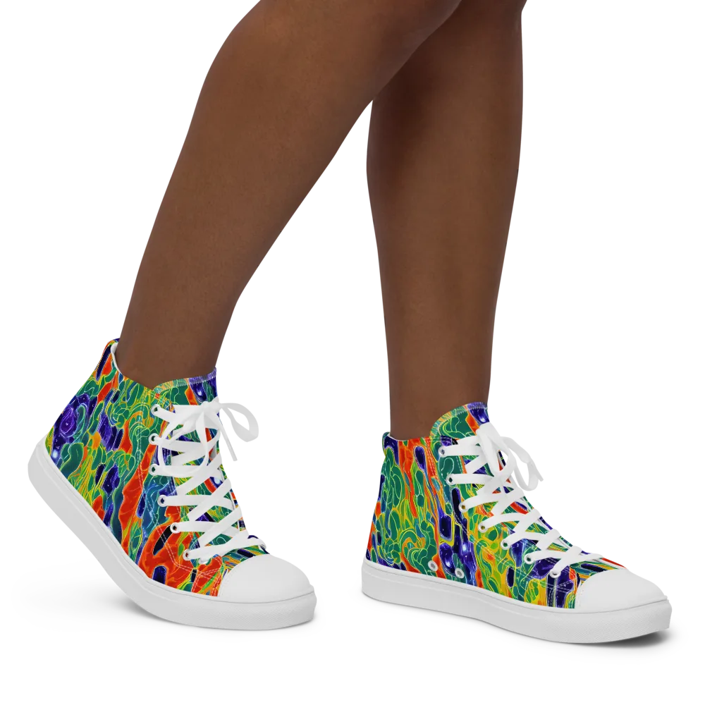 Liquid Tropics on Women's High Top Canvas Shoes — Right