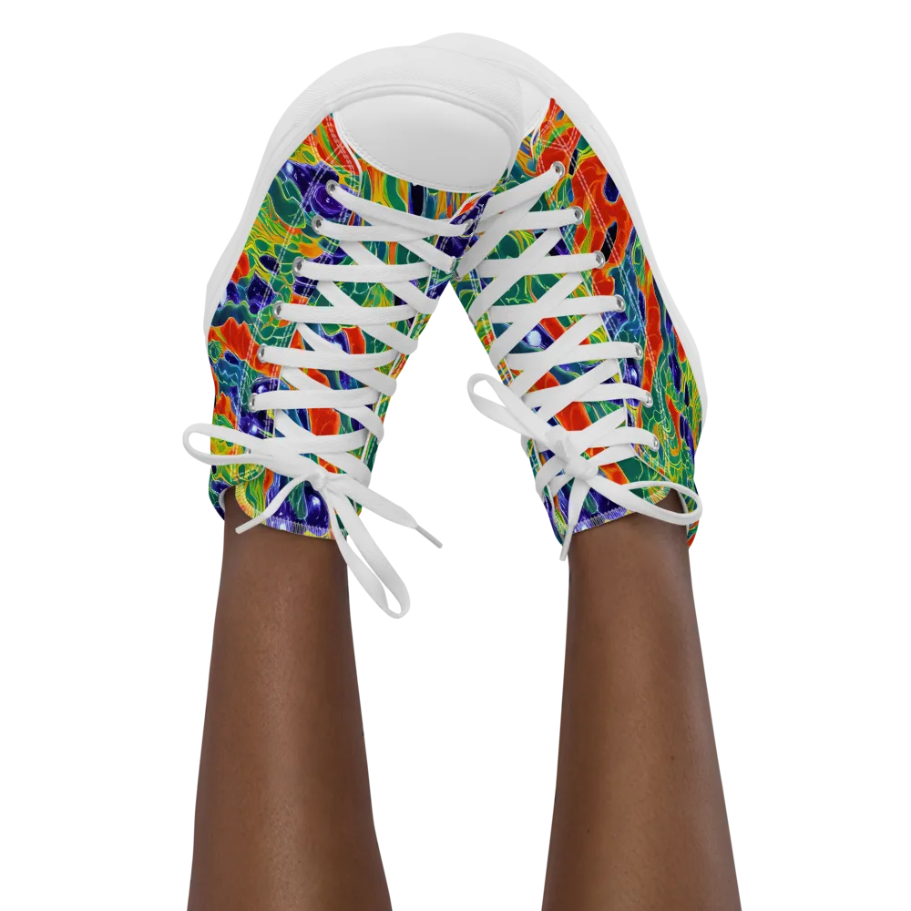 Liquid Tropics on Women's High Top Canvas Shoes — Front