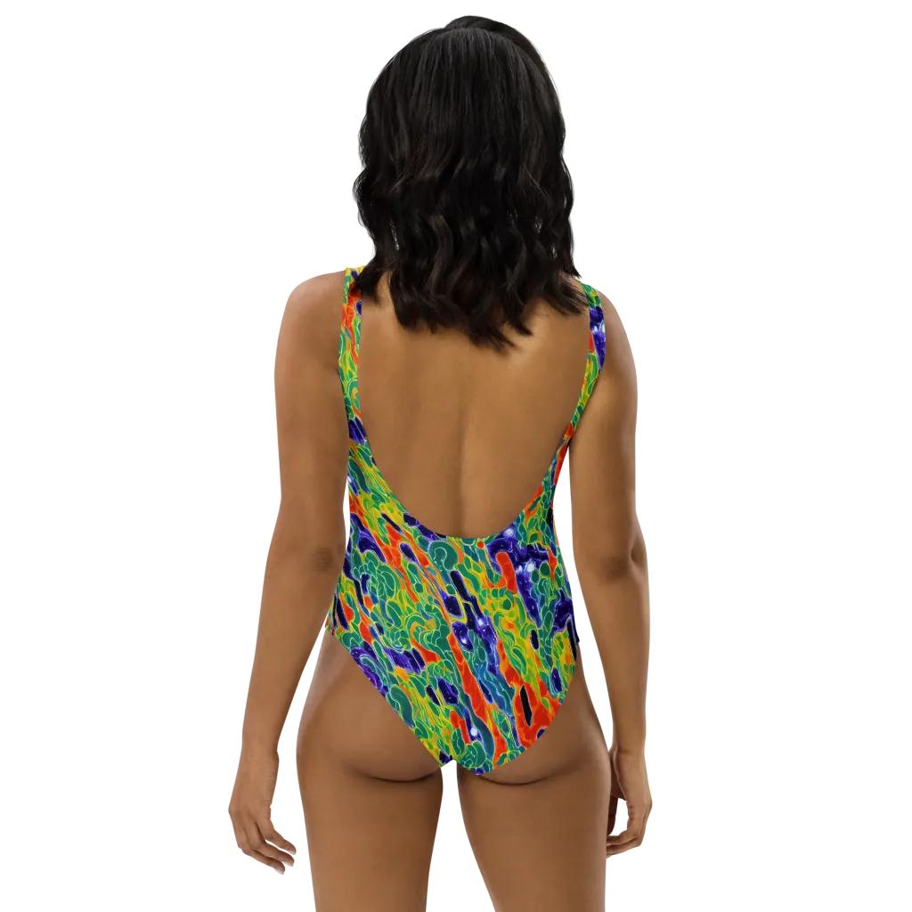 Liquid Tropics on One-Piece Swimsuit — Back