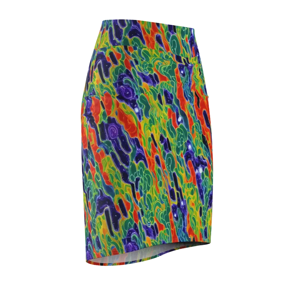 Liquid Tropics on Pencil Skirt — Front Side