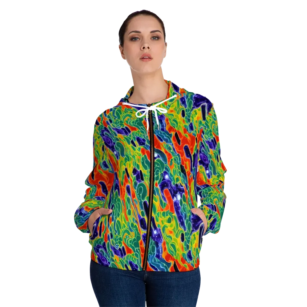Liquid Tropics on Women's Full-Zip Hoodie — Front On Person