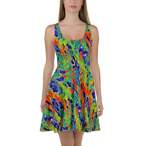 Liquid Tropics on a Skater Dress