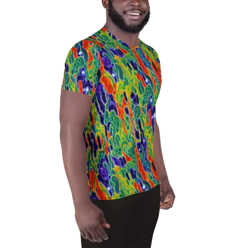Liquid Tropics on a Men's Athletic T-Shirt