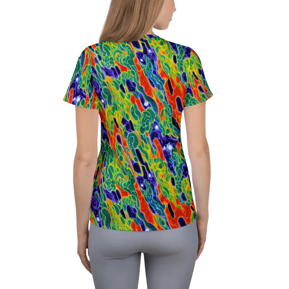 Liquid Tropics on Women's Athletic T-Shirt — Back