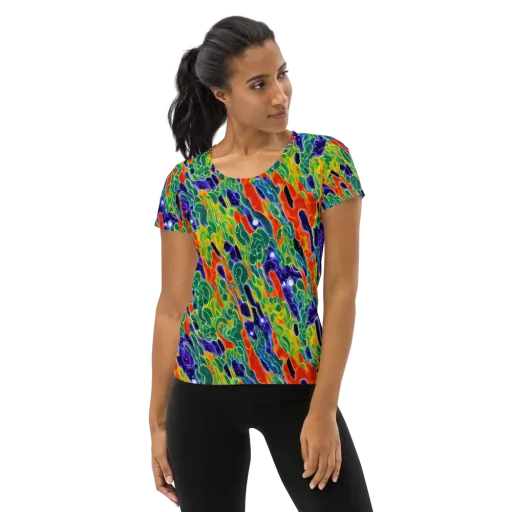 Liquid Tropics on a Women's Athletic T-Shirt