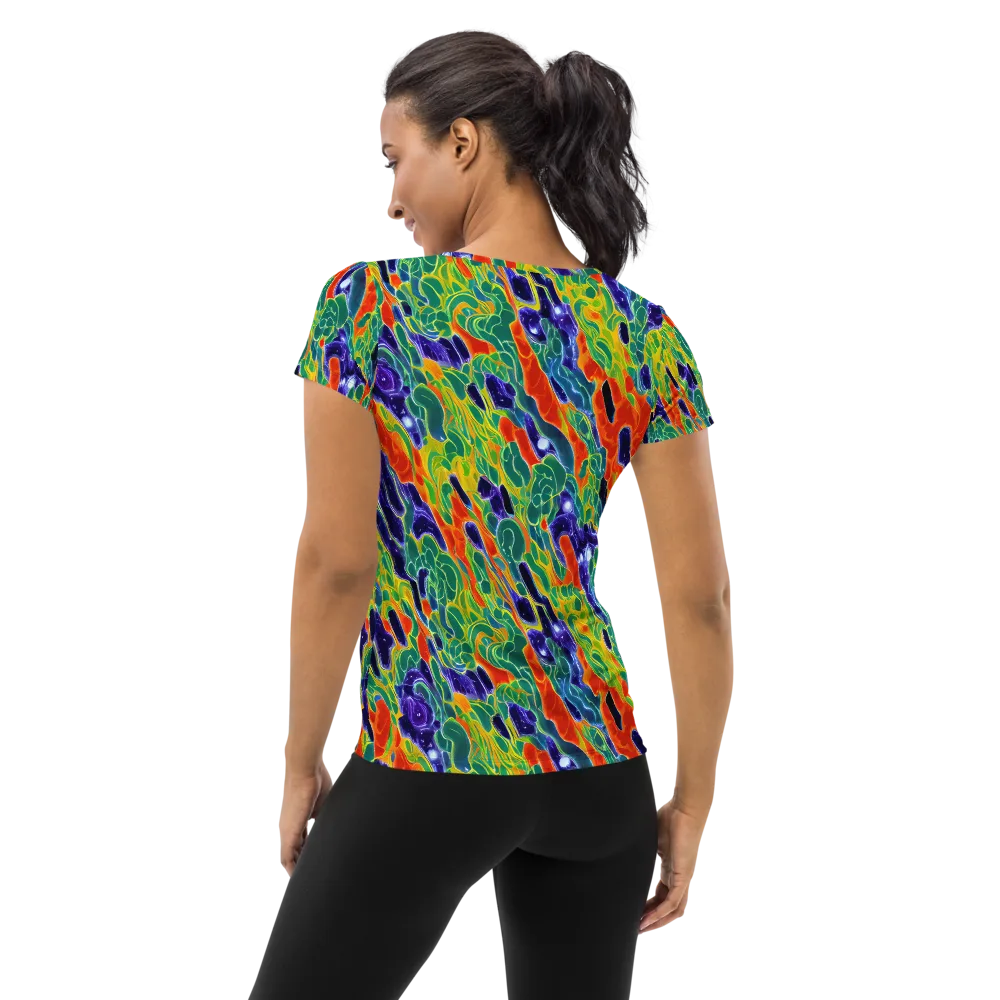 Liquid Tropics on Women's Athletic T-Shirt — Back