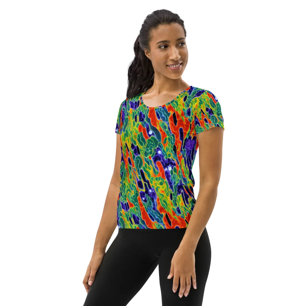 Liquid Tropics on Women's Athletic T-Shirt — Left
