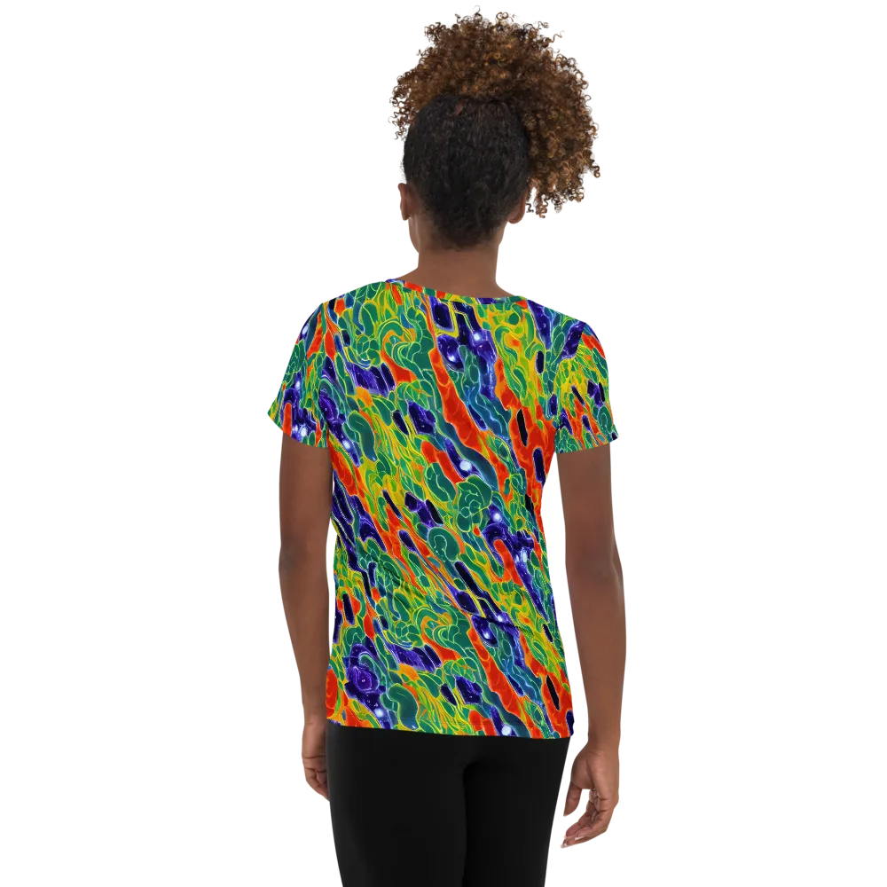 Liquid Tropics on Women's Athletic T-Shirt — Back