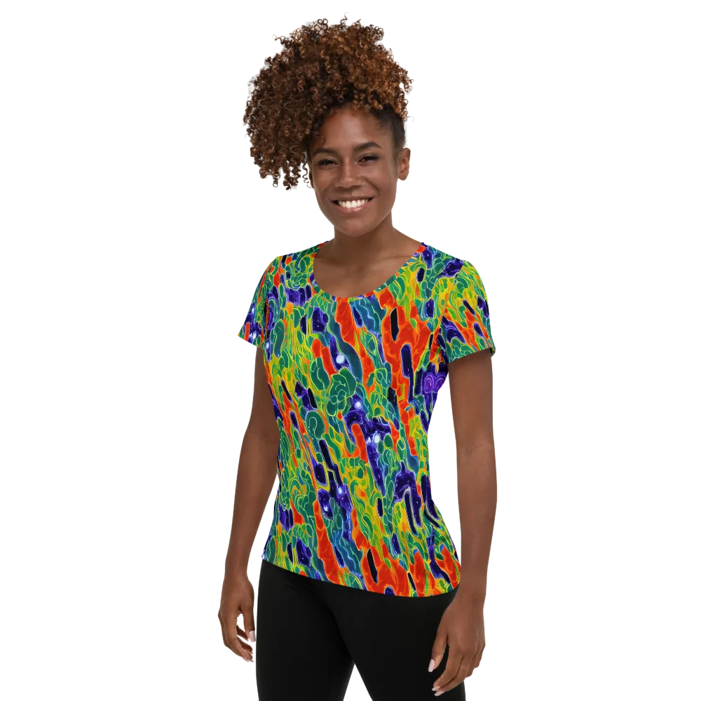 Liquid Tropics on Women's Athletic T-Shirt — Left