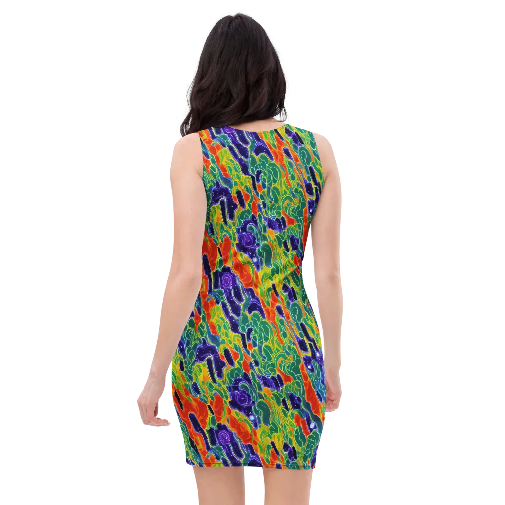 Liquid Tropics on Bodycon Dress — Back