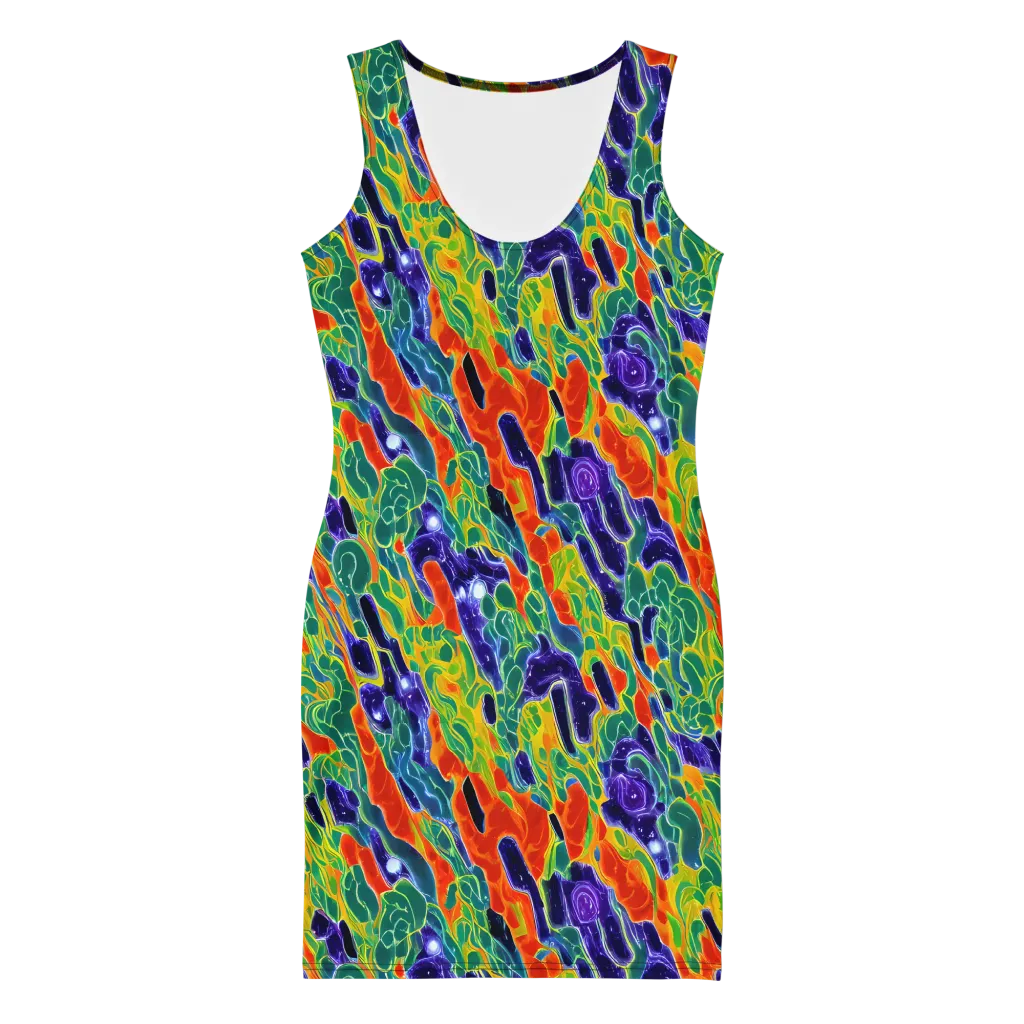 Liquid Tropics on Bodycon Dress — Front