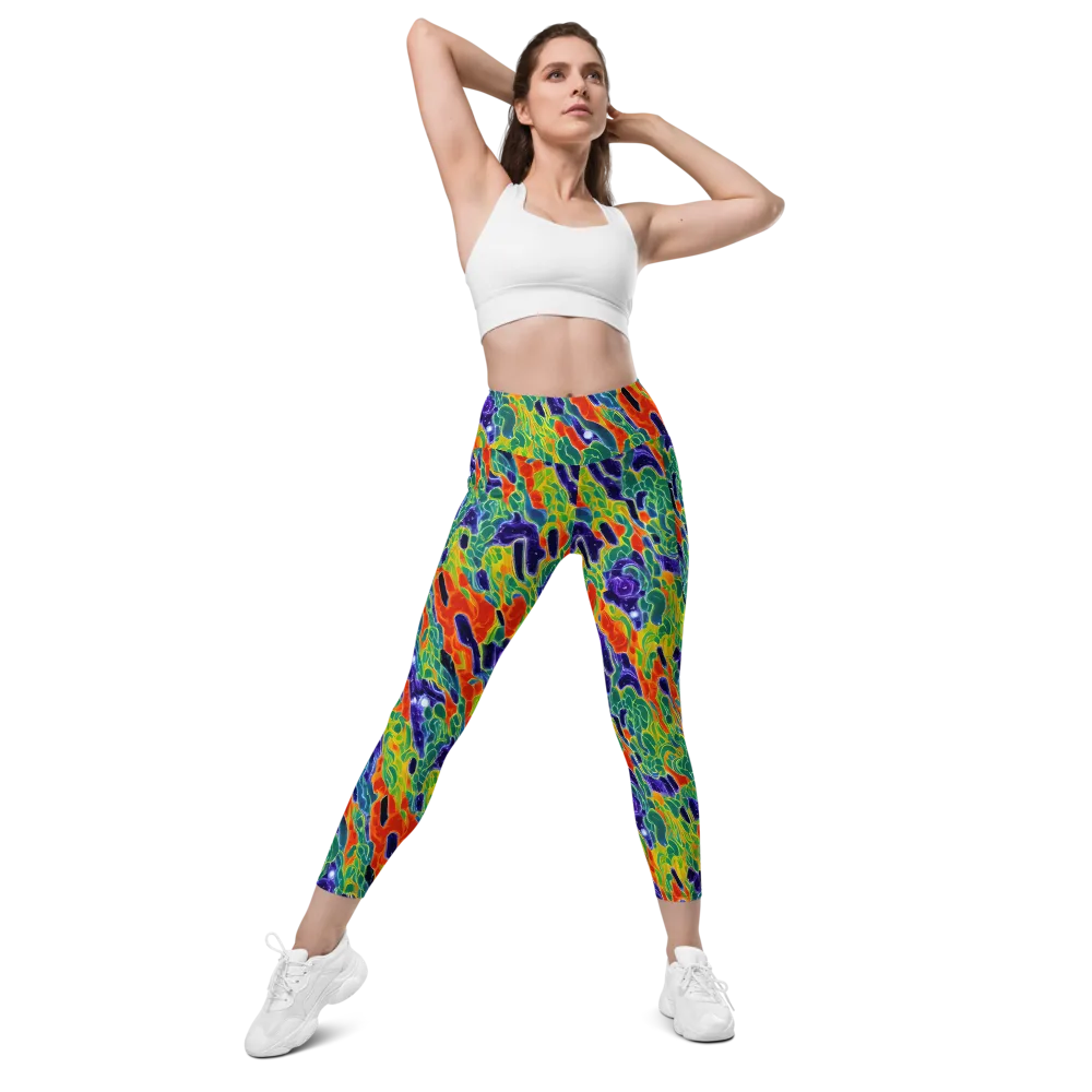 Liquid Tropics on Leggings with Pockets — Front