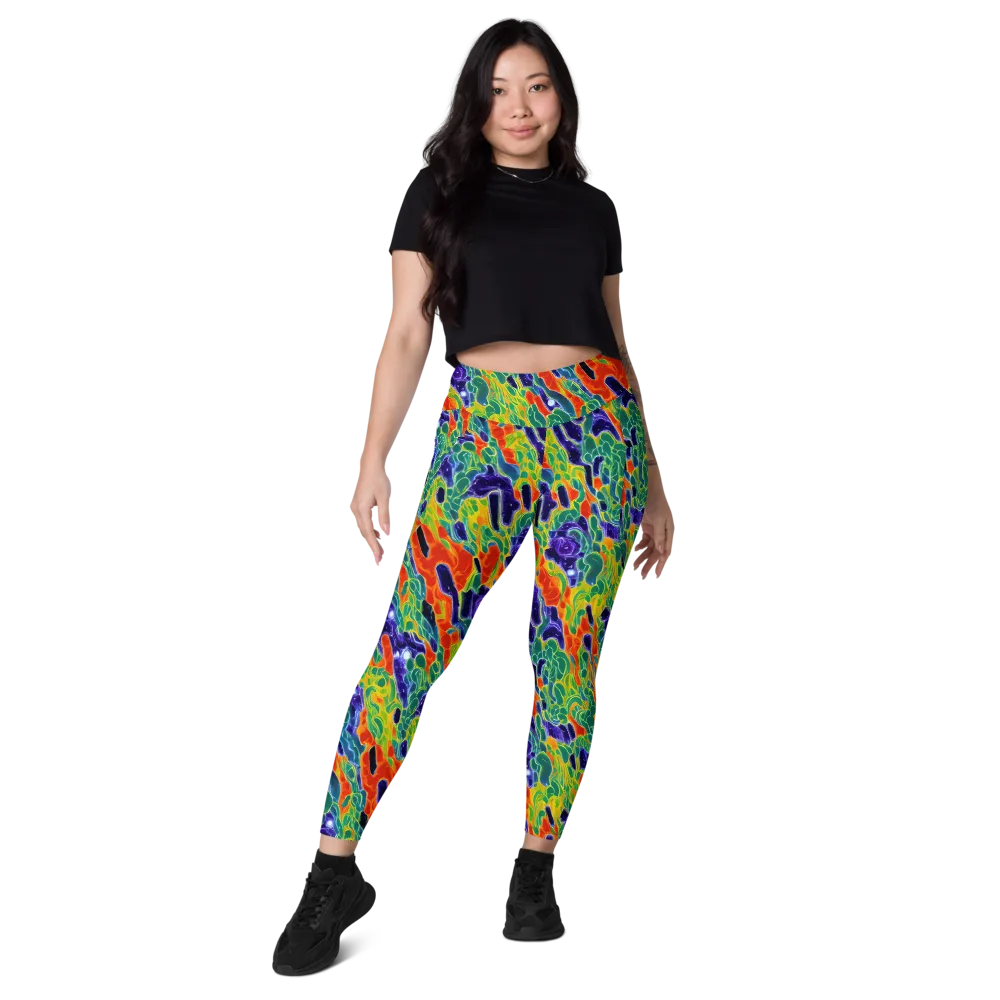 Liquid Tropics on Leggings with Pockets — Front