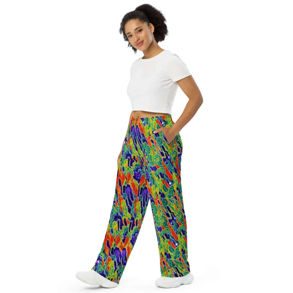 Liquid Tropics on Wide-Leg Pants — Left Front