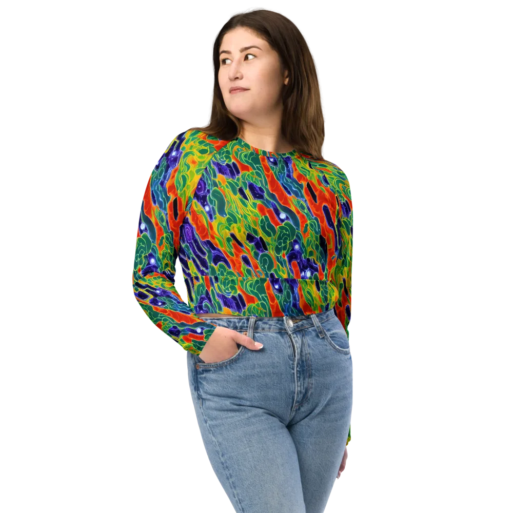 Liquid Tropics on Long Sleeve Crop Top — Front