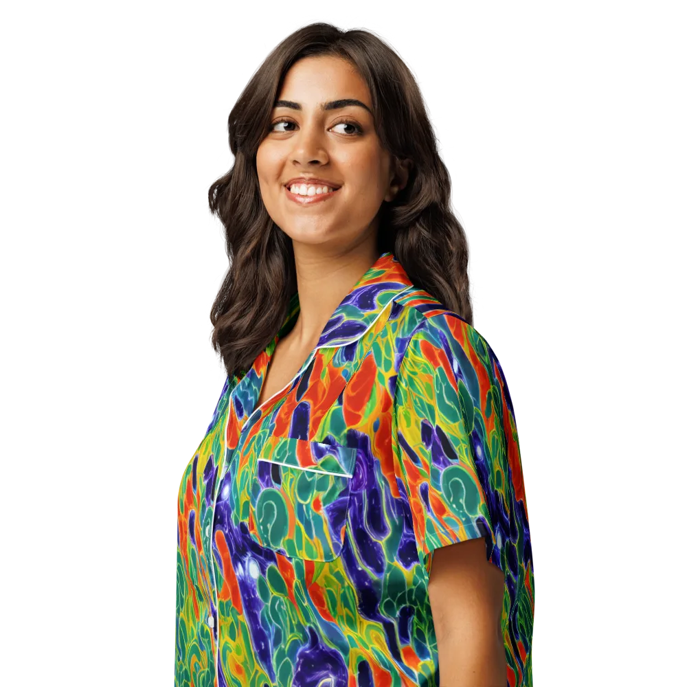 Liquid Tropics on Women's Short Sleeve Pajama Top — Left Front