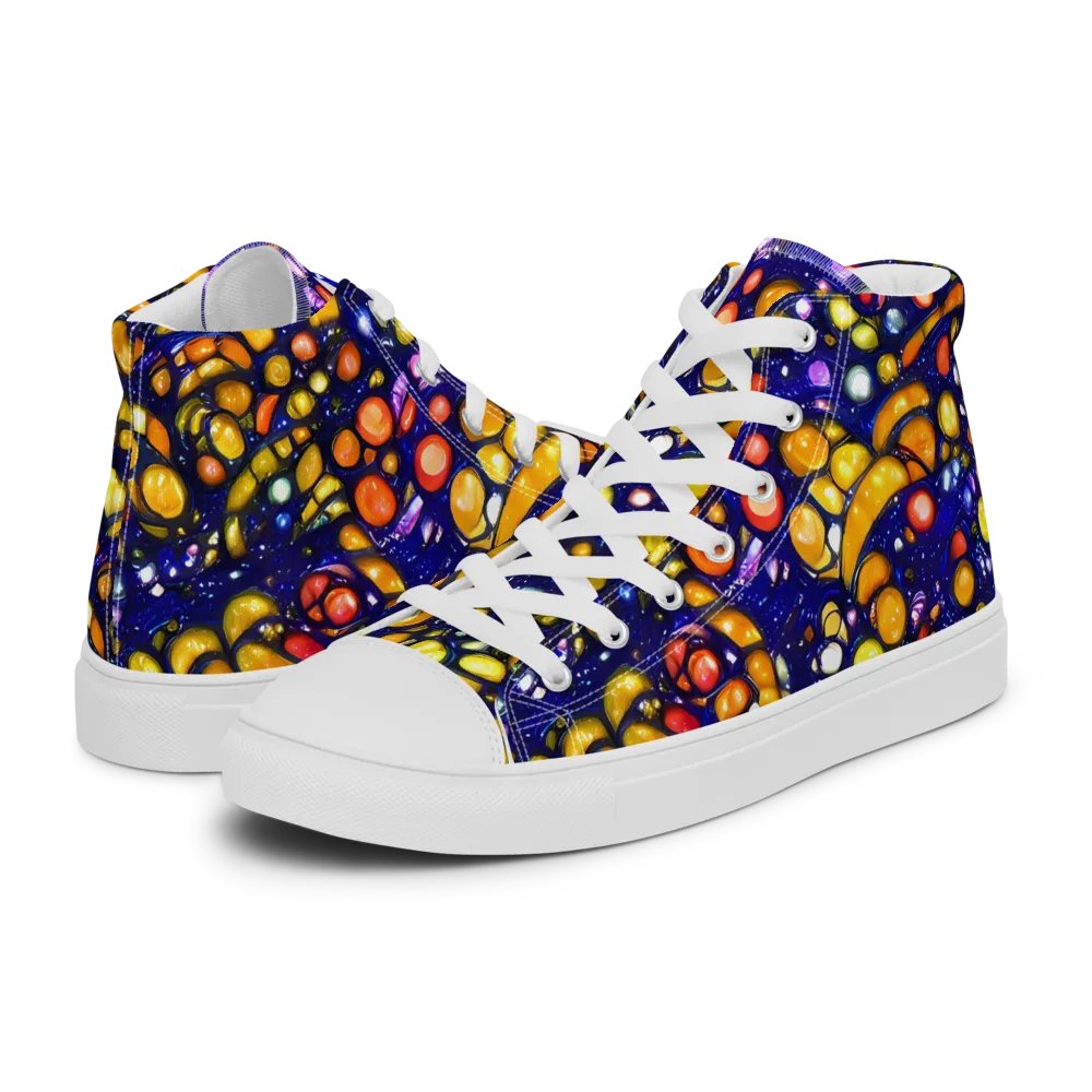 Ultramarine Carnival on Men's High Top Canvas Shoes — Left