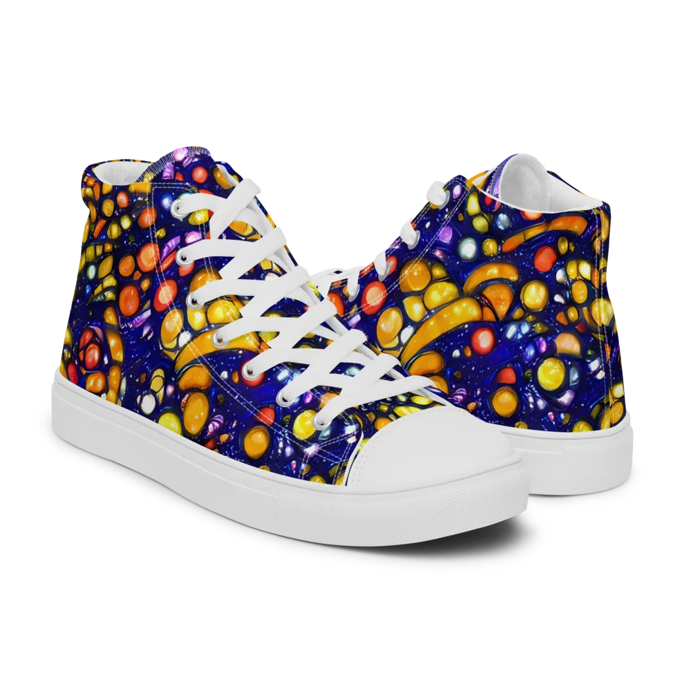 Ultramarine Carnival on Men's High Top Canvas Shoes — Right