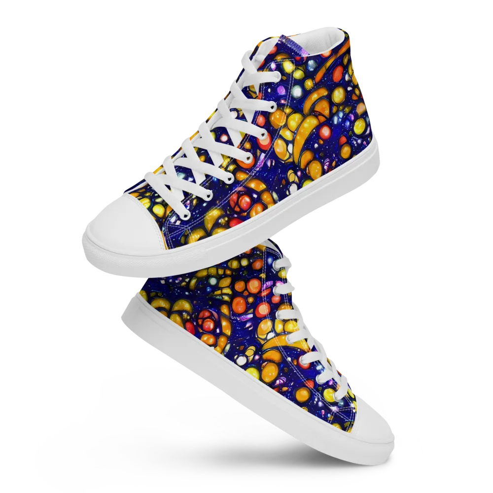 Ultramarine Carnival on Men's High Top Canvas Shoes — Front