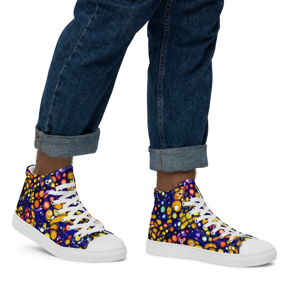 Ultramarine Carnival on Men's High Top Canvas Shoes — Right