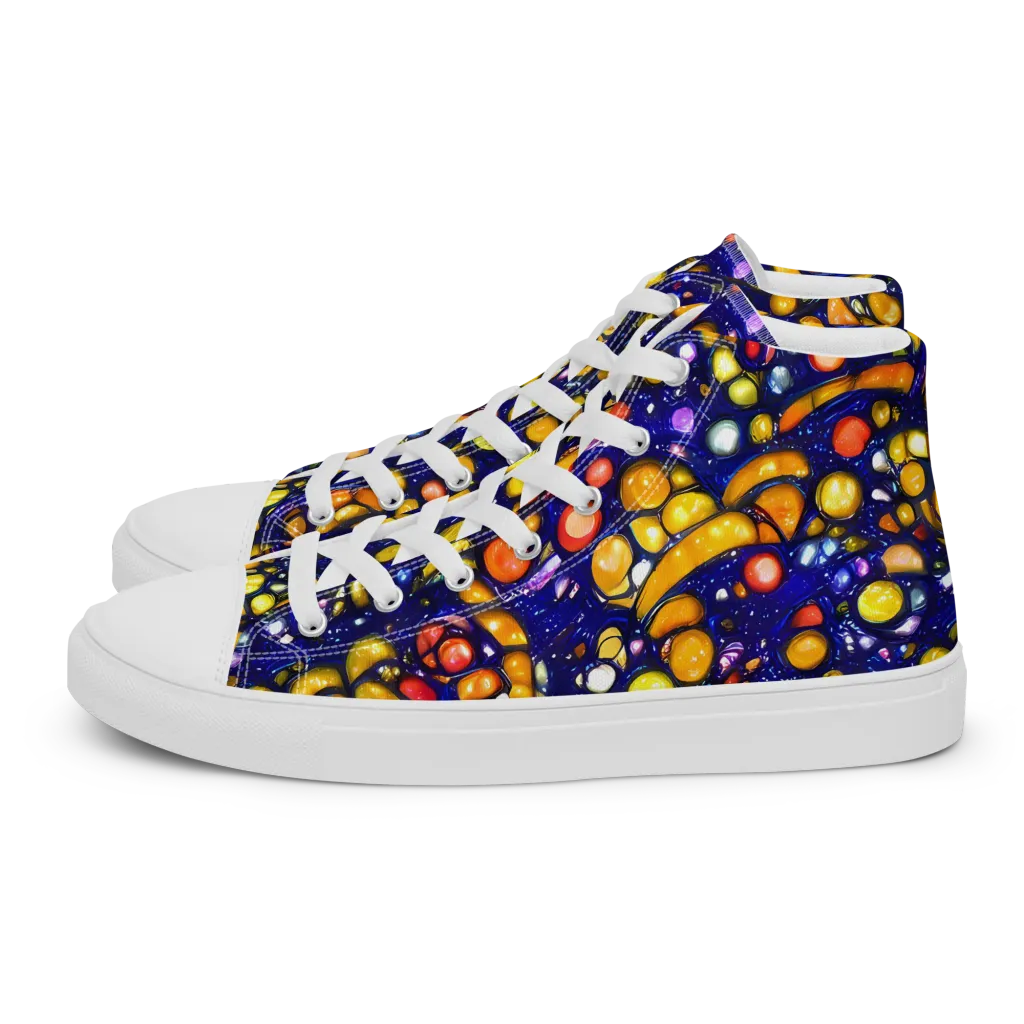 Ultramarine Carnival on Women's High Top Canvas Shoes — Left
