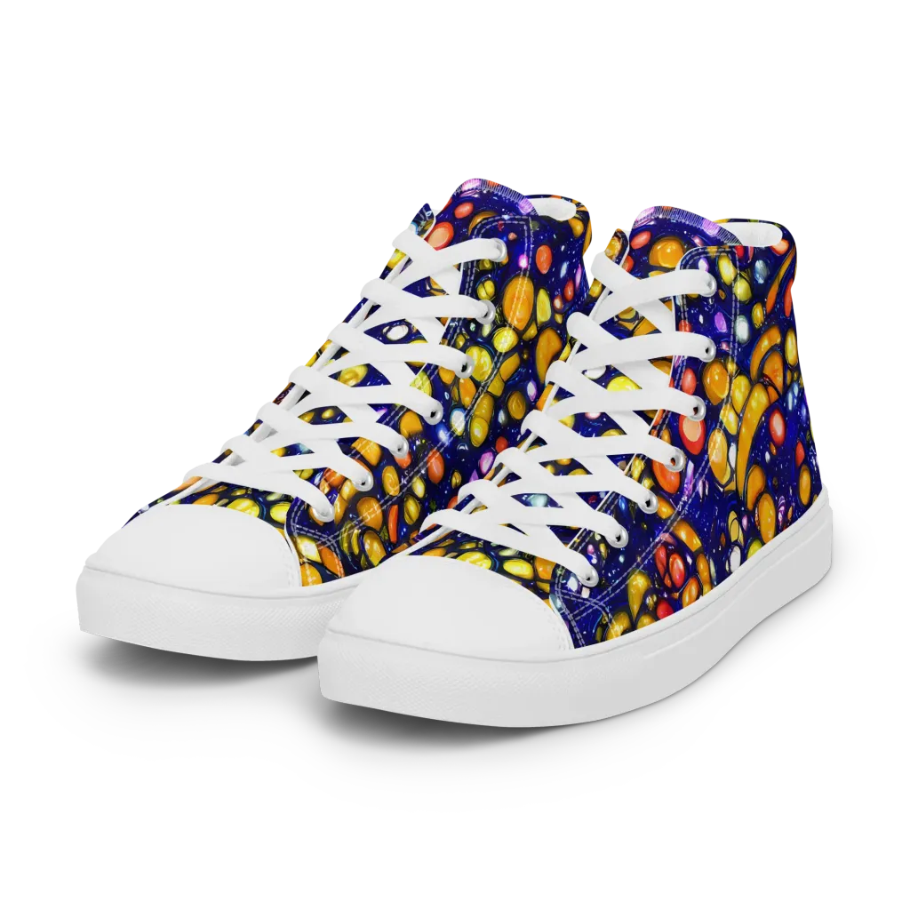 Ultramarine Carnival on Women's High Top Canvas Shoes — Left Front