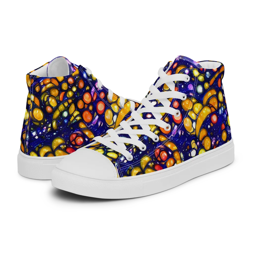 Ultramarine Carnival on Women's High Top Canvas Shoes — Left