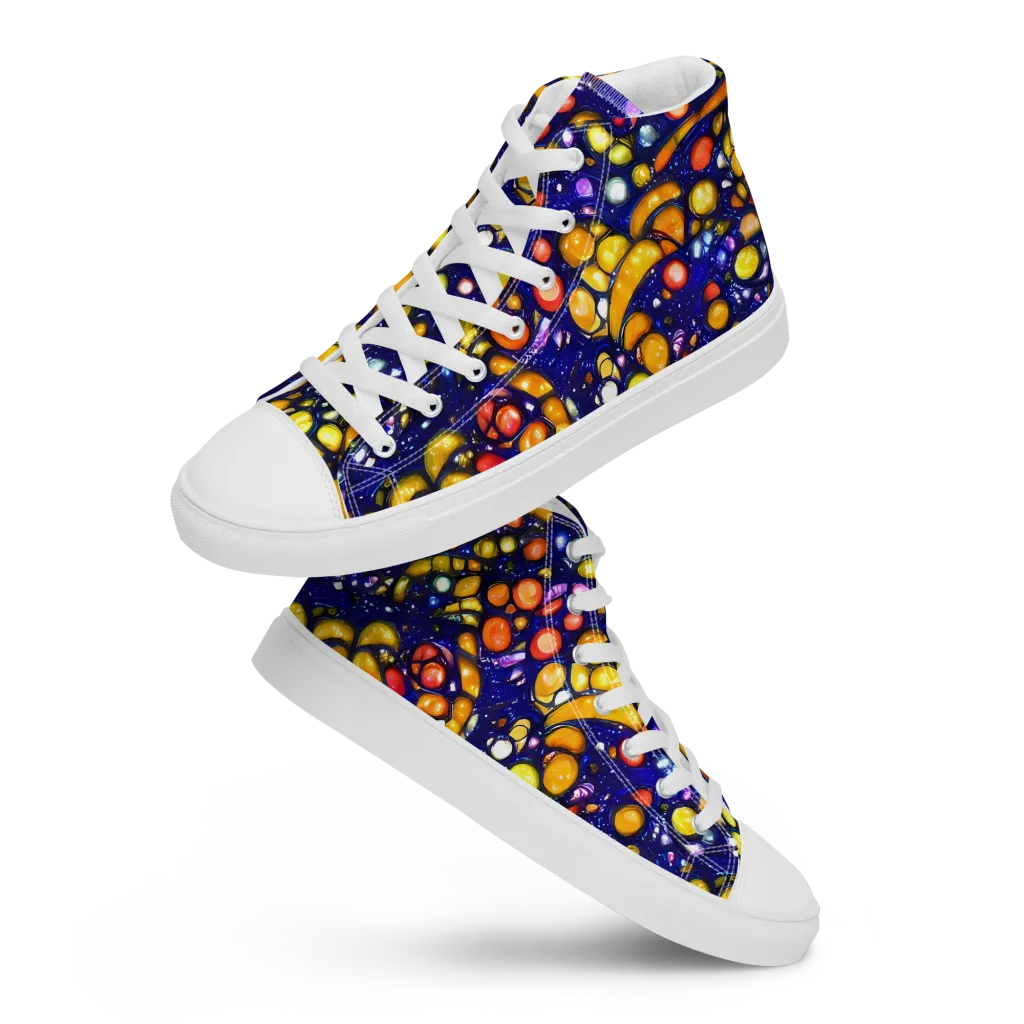 Ultramarine Carnival on Women's High Top Canvas Shoes — Front