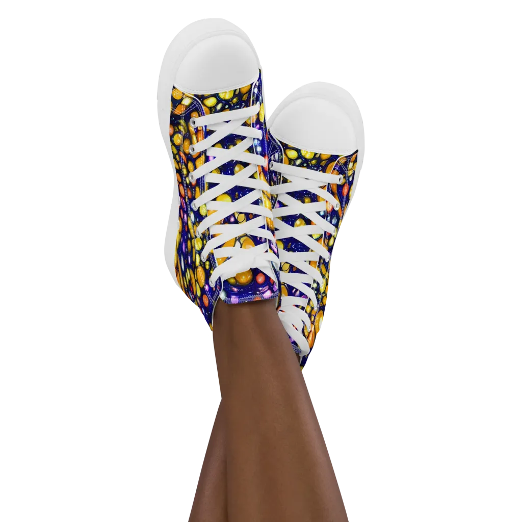 Ultramarine Carnival on Women's High Top Canvas Shoes — Front
