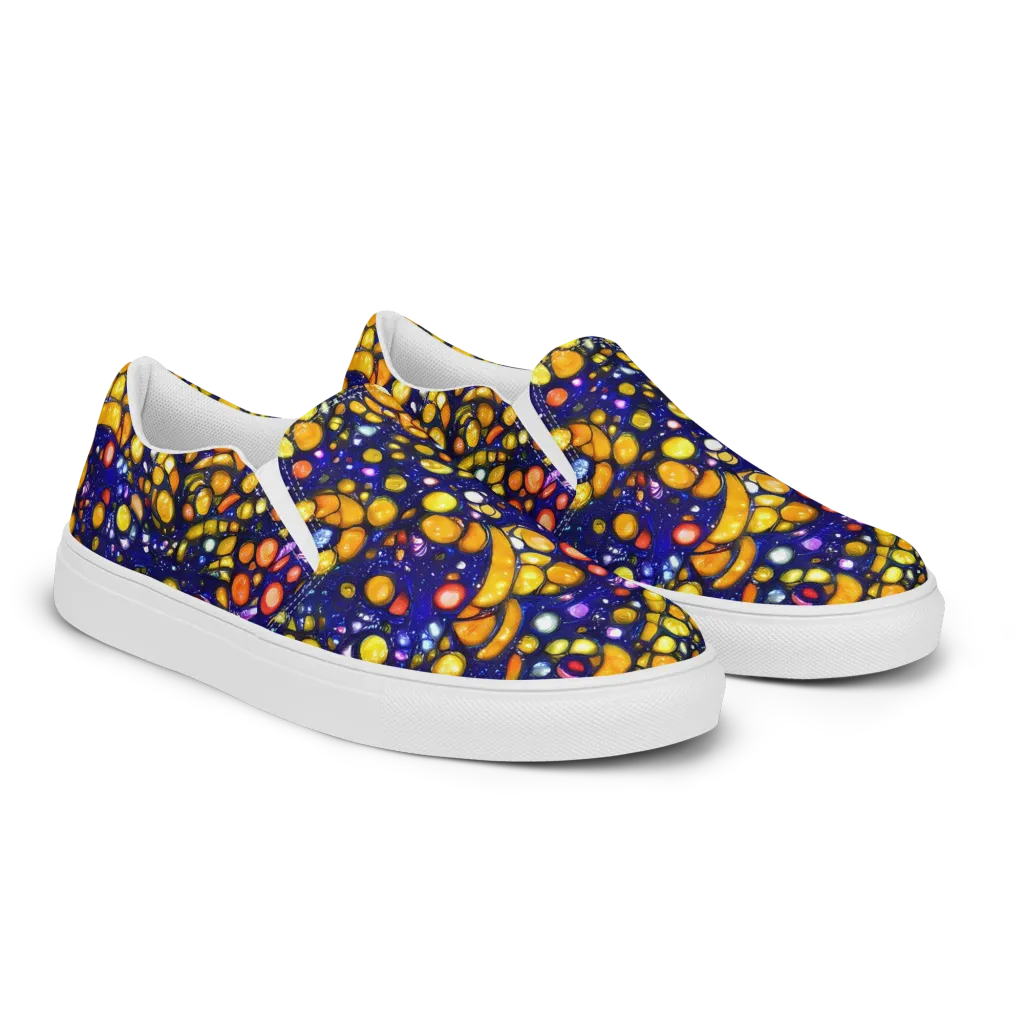 Ultramarine Carnival on Men's Slip-On Canvas Shoes — Right Front