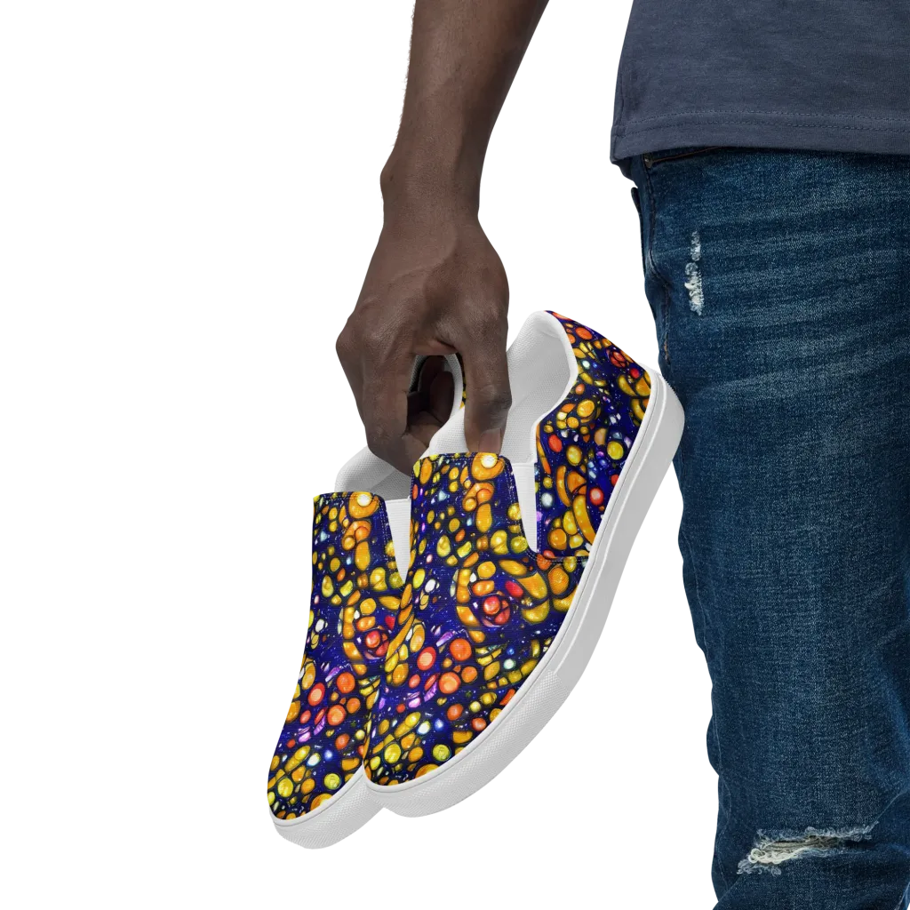 Ultramarine Carnival on Men's Slip-On Canvas Shoes — Left Front