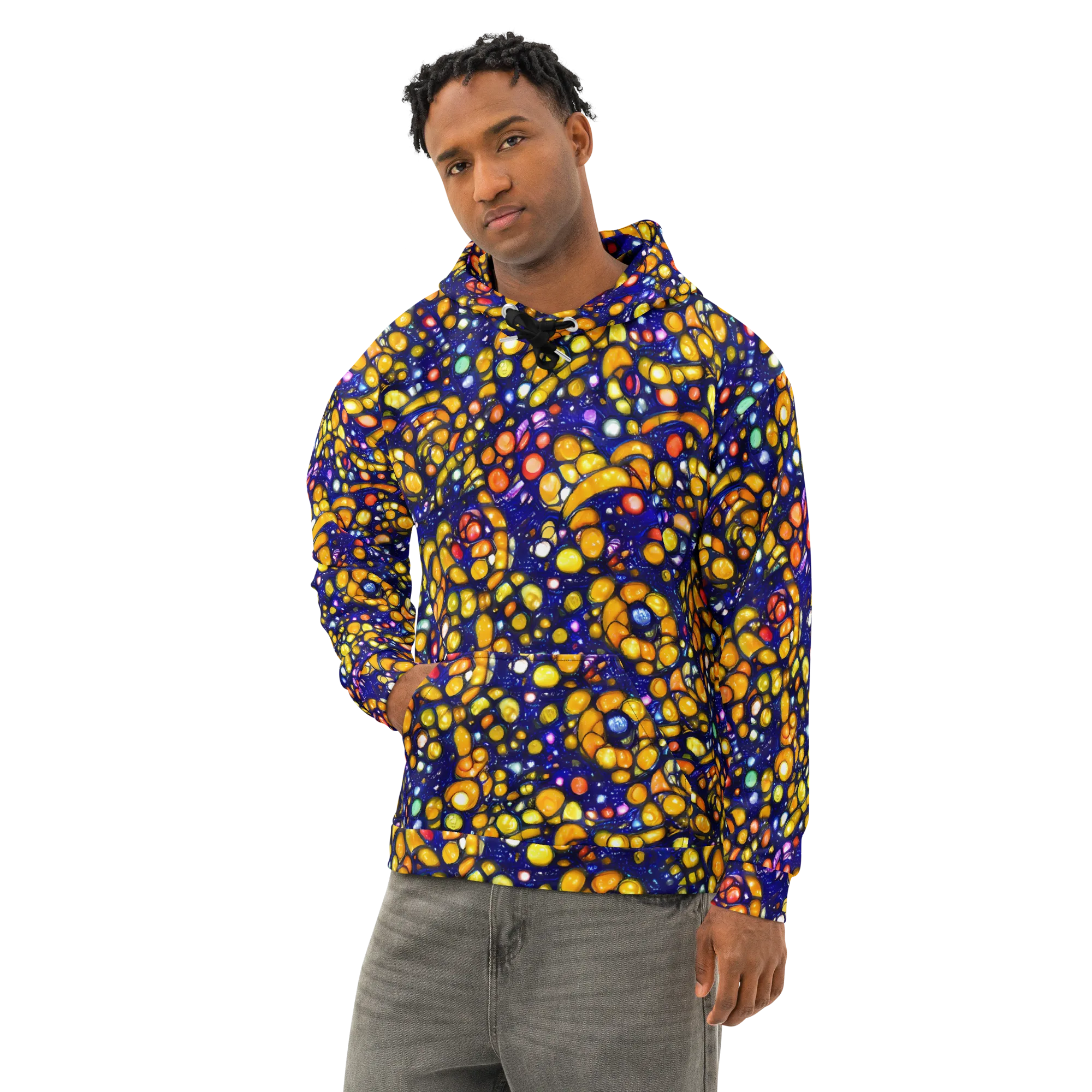 Ultramarine Carnival on Cotton Hoodie — Left Front