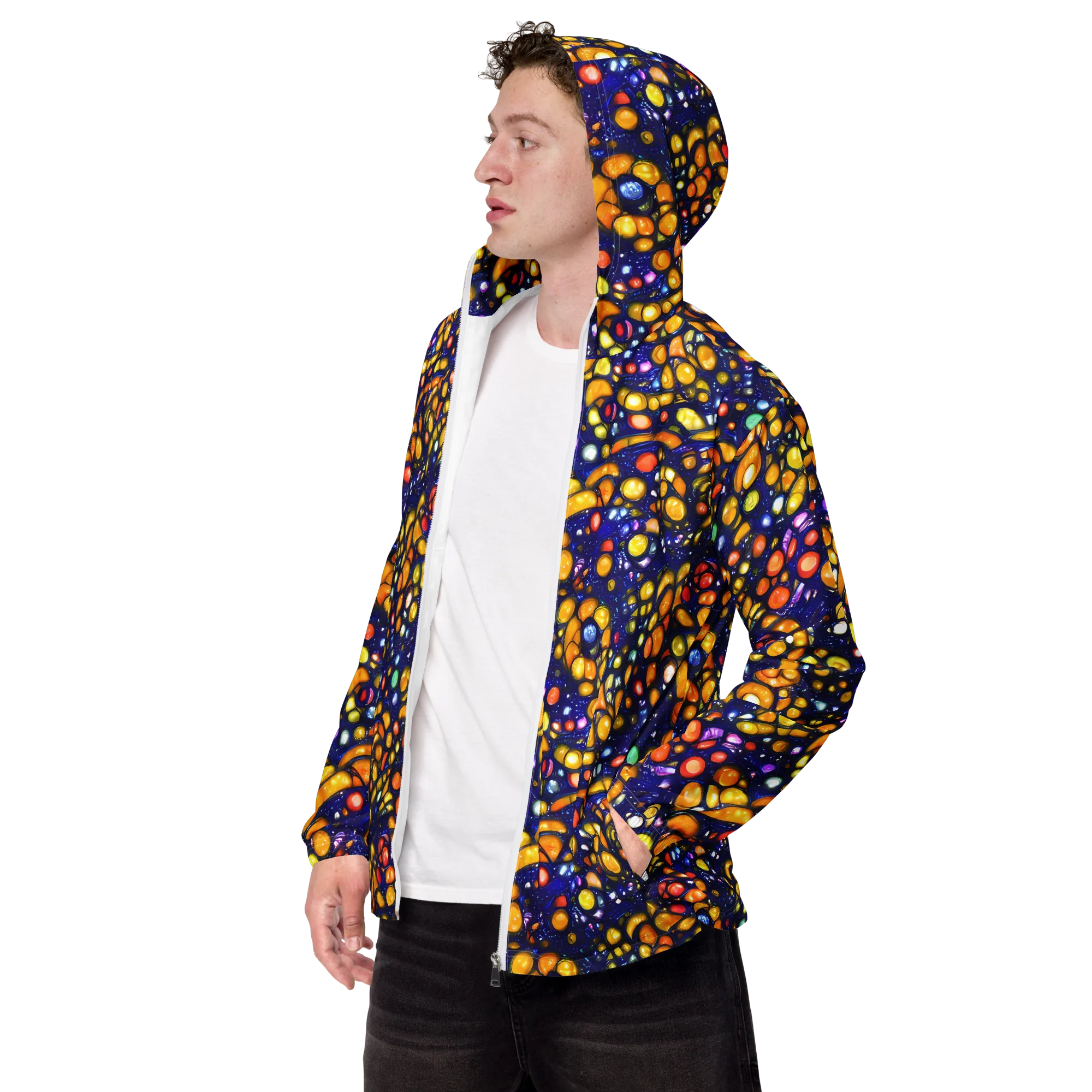 Ultramarine Carnival on Men's Windbreaker — Left Front